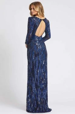 Mac Duggal - 4635R Long Dynasty Sleeve Sequined High Slit Gown
