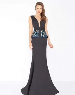 Mac Duggal - 48712R Beaded Peplum Plunging Dress