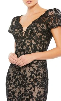 Mac Duggal 50644 - Embroidered Puff Sleeve Evening Dress