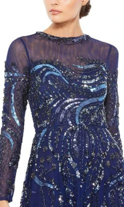 Mac Duggal - 5217 Illusion Neckline And Sleeve Embellished A-Line Gown