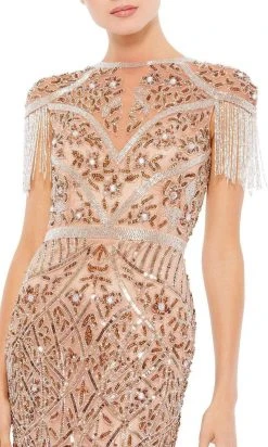 Mac Duggal - 5452 Contemporary Fringe Beaded Column Gown 7 Mac Duggal - 5452 Contemporary Fringe Beaded Column Gown