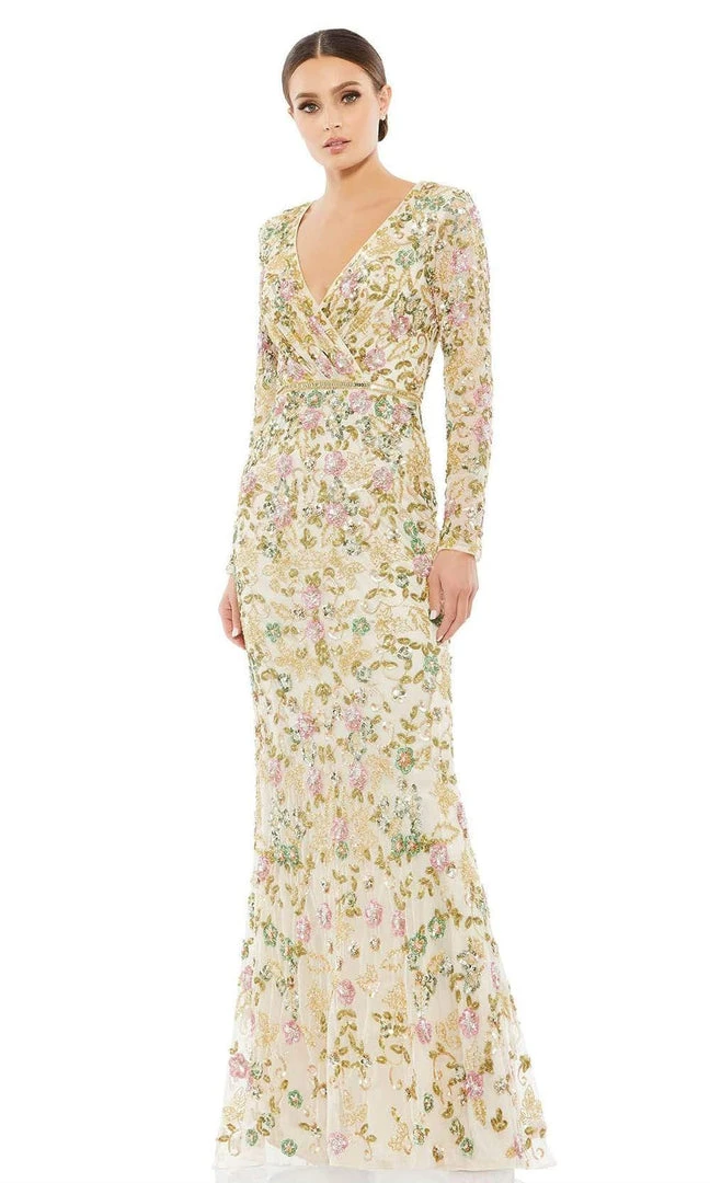 Mac Duggal - 5503 Sequined Floral Long Gown 3 Mac Duggal - 5503 Sequined Floral Long Gown