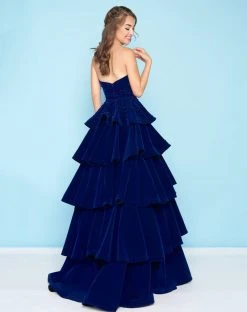 Mac Duggal - 66344H Ruffled Straight Across Ballgown