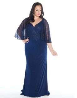Mac Duggal - 77308F Embellished Cape-like V-neck Sheath Dress 7 Mac Duggal - 77308F Embellished Cape-like V-neck Sheath Dress
