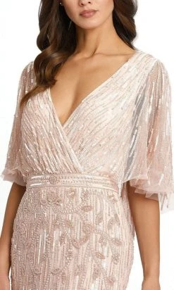 Mac Duggal - 9064 Sequined V Neck Sheath Dress