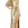 Mac Duggal - 93540 Bell Sleeve Asymmetric Sequined Gown 2 Mac Duggal - 93540 Bell Sleeve Asymmetric Sequined Gown
