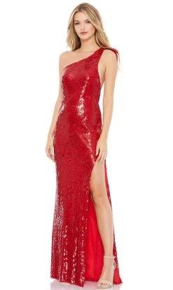 Mac Duggal - 93580 Sequined Asymmetric Sheath Dress With Slit