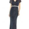 Mac Duggal 93678 - Beaded Short Sleeve Evening Gown