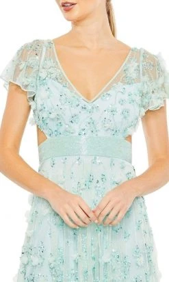 Mac Duggal - 93692 Deep V-Neck Floral Appliqued Gown 9 Mac Duggal - 93692 Deep V-Neck Floral Appliqued Gown