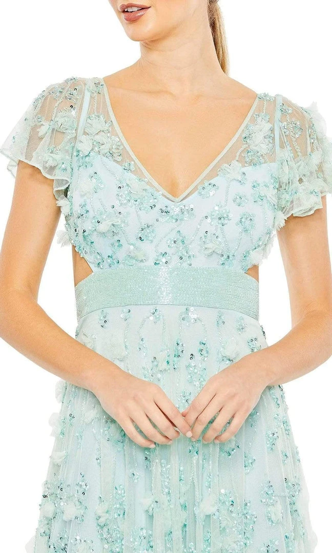 Mac Duggal - 93692 Deep V-Neck Floral Appliqued Gown 5 Mac Duggal - 93692 Deep V-Neck Floral Appliqued Gown