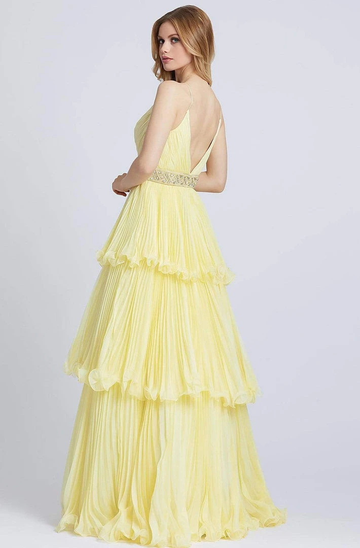 Mac Duggal Ballgowns - 48857H V Neck Beaded Waist Three-Tiered Gown 4 Mac Duggal Ballgowns - 48857H V Neck Beaded Waist Three-Tiered Gown