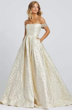 Mac Duggal Ballgowns - 67081H Off-Shoulder Pleated Ballgown