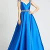 Mac Duggal Ballgowns - 67097H Crystal Beaded V Neck Satin Ballgown