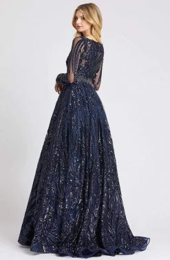 Mac Duggal Ballgowns - 67113H Embellished Long Sleeve V-neck Ballgown