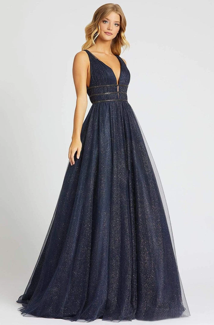 Mac Duggal Ballgowns - 67342H Deep V-neck Glittery Ballgown 3 Mac Duggal Ballgowns - 67342H Deep V-neck Glittery Ballgown