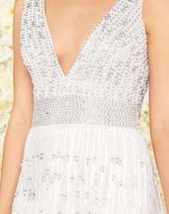 Mac Duggal Black White Red - 4904R Embellished V-neck Fitted Dress 7 Mac Duggal Black White Red - 4904R Embellished V-neck Fitted Dress