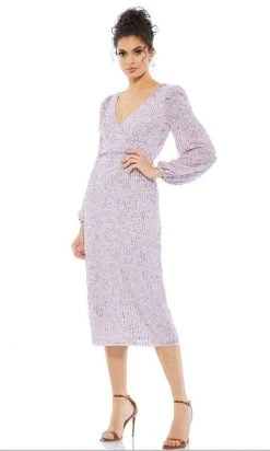 Mac Duggal Cocktail - 10764D Knee Length Sequined Sheath Dress 9 Mac Duggal Cocktail - 10764D Knee Length Sequined Sheath Dress