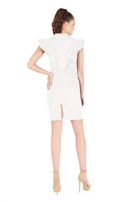 Mac Duggal Cocktail - 67650N Ruffled Cap Sleeve V-neck Fitted Dress 11 Mac Duggal Cocktail - 67650N Ruffled Cap Sleeve V-neck Fitted Dress