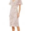 Mac Duggal Cocktail - 67909D Bell Sleeve Floral Midi Dress 1 Mac Duggal Cocktail - 67909D Bell Sleeve Floral Midi Dress