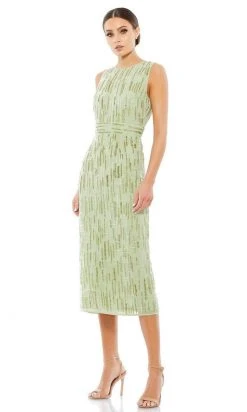 Mac Duggal Cocktail - 93597D Tea Length Geometric Beaded Dress