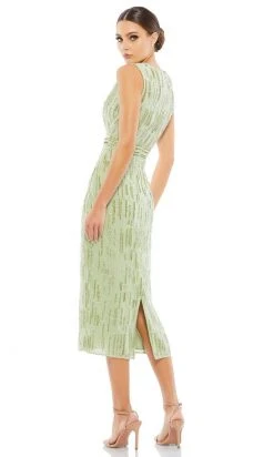 Mac Duggal Cocktail - 93597D Tea Length Geometric Beaded Dress