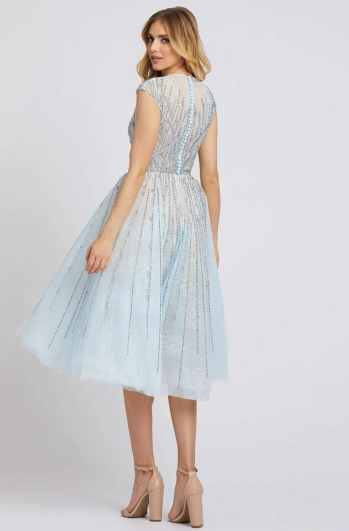 Mac Duggal Evening - 11112D Beaded Lace Tea Length A-line Dress 4 Mac Duggal Evening - 11112D Beaded Lace Tea Length A-line Dress