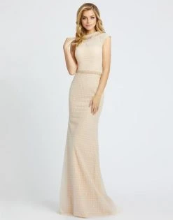 Mac Duggal Evening - 12229D Jewel Beaded Cap Sleeve Evening Gown