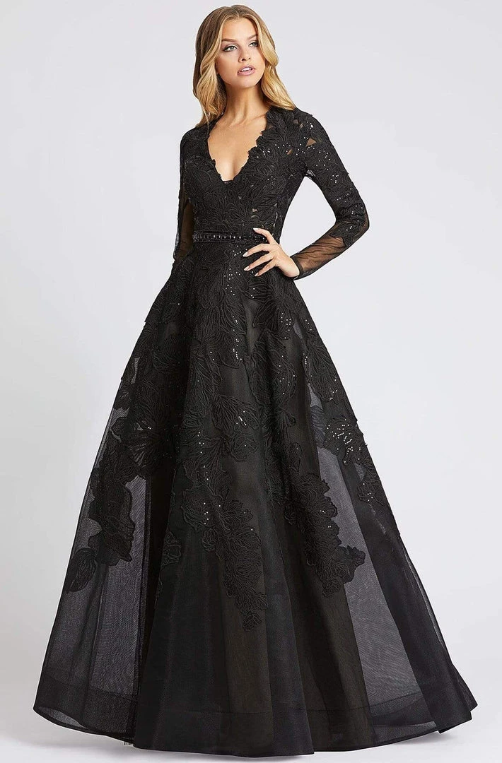 Mac Duggal Evening - 12347D Illusion Long Sleeve Floral A-Line Gown 3 Mac Duggal Evening - 12347D Illusion Long Sleeve Floral A-Line Gown