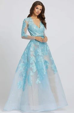 Mac Duggal Evening - 12347D Illusion Long Sleeve Floral A-Line Gown 9 Mac Duggal Evening - 12347D Illusion Long Sleeve Floral A-Line Gown