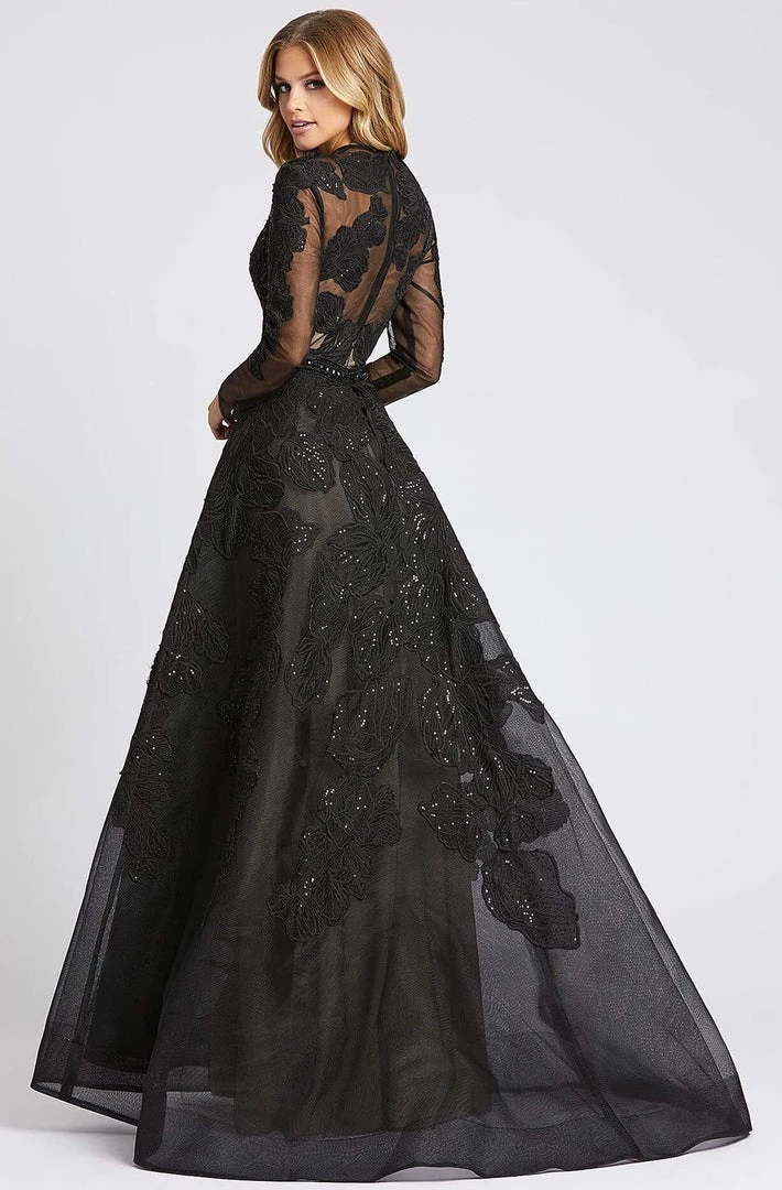 Mac Duggal Evening - 12347D Illusion Long Sleeve Floral A-Line Gown 4 Mac Duggal Evening - 12347D Illusion Long Sleeve Floral A-Line Gown