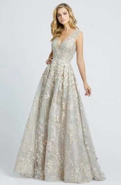 Mac Duggal Evening - 20131D Floral Embroidered A-Line Evening Dress
