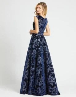 Mac Duggal Evening - 20135D Plunging V-Neck Pleated A-Line Gown