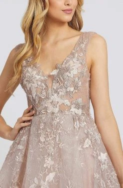 Mac Duggal Evening - 20153D Embroidered Deep V-neck A-line Gown