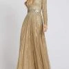 Mac Duggal Evening - 4977D Long Sleeve Sequin-Textured A-Line Gown 2 Mac Duggal Evening - 4977D Long Sleeve Sequin-Textured A-Line Gown