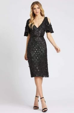 Mac Duggal Evening - 4988D Plunging V-Neck Cold Shoulder Dress