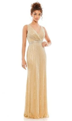 Mac Duggal Evening - 5219D Beaded V-Neck Long Gown