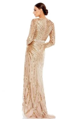 Mac Duggal Evening - 5438D V-Neck Long Sleeves Dress