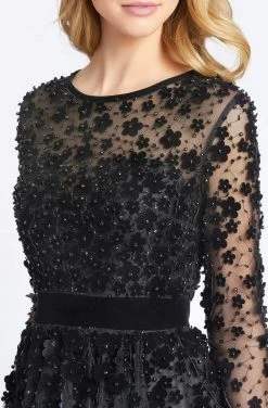 Mac Duggal Evening - 67007D Embellished Sheer Long Sleeve A-Line Dress