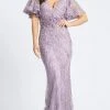 Mac Duggal Evening - 67493D V-Neck Bell Sleeve Embroidered Gown