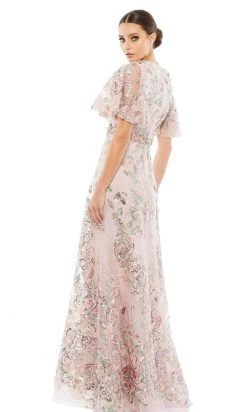 Mac Duggal Evening - 67880D Short Flutter Sleeves A-Line Dress