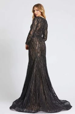 Mac Duggal Evening - 79291D Long Sleeve Sheer Laced Long Dress