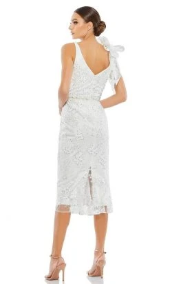 Mac Duggal Evening - 79337D Plunging Neck Sequined Midi Dress 6 Mac Duggal Evening - 79337D Plunging Neck Sequined Midi Dress