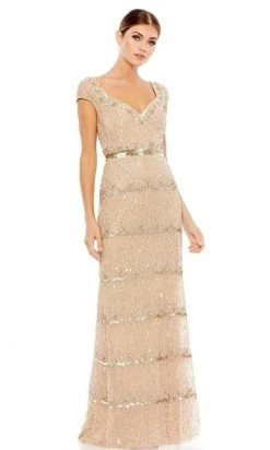 Mac Duggal Evening - 9089D Beaded And Sequined Column Gown