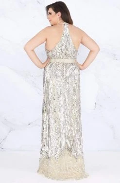 Mac Duggal Fabulouss - 4846F Embellished Deep Halter V-neck Dress 6 Mac Duggal Fabulouss - 4846F Embellished Deep Halter V-neck Dress