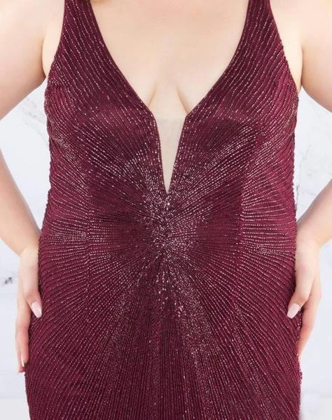 Mac Duggal Fabulouss - 4847F Beaded Deep V-neck Sheath Dress 5 Mac Duggal Fabulouss - 4847F Beaded Deep V-neck Sheath Dress