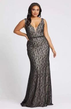 Mac Duggal Fabulouss - 48995F V-Neck Laced Long Column Dress