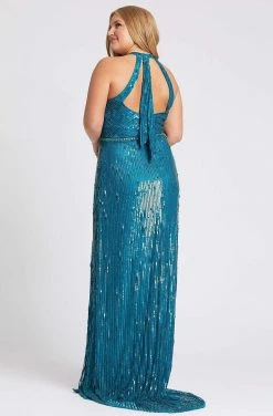 Mac Duggal Fabulouss - 4919F Fully Sequined Halter V-neck Sheath Dress 6 Mac Duggal Fabulouss - 4919F Fully Sequined Halter V-neck Sheath Dress