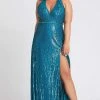 Mac Duggal Fabulouss - 4919F Fully Sequined Halter V-neck Sheath Dress 1 Mac Duggal Fabulouss - 4919F Fully Sequined Halter V-neck Sheath Dress