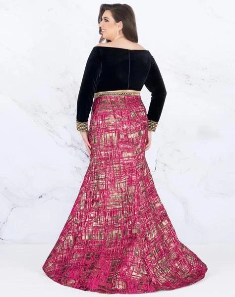 Mac Duggal Fabulouss - 66789F Two Piece Velvet Bateau Mermaid Dress 4 Mac Duggal Fabulouss - 66789F Two Piece Velvet Bateau Mermaid Dress