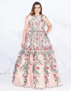 Mac Duggal Fabulouss - 66820F Floral Embroidered Bateau Ballgown